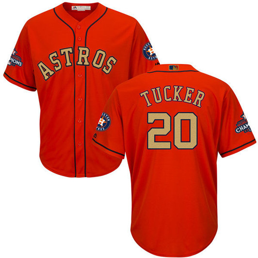 Preston Tucker #20 Houston Astros Mens 2018 Gold Program Limited Cool Base Jersey - Orange