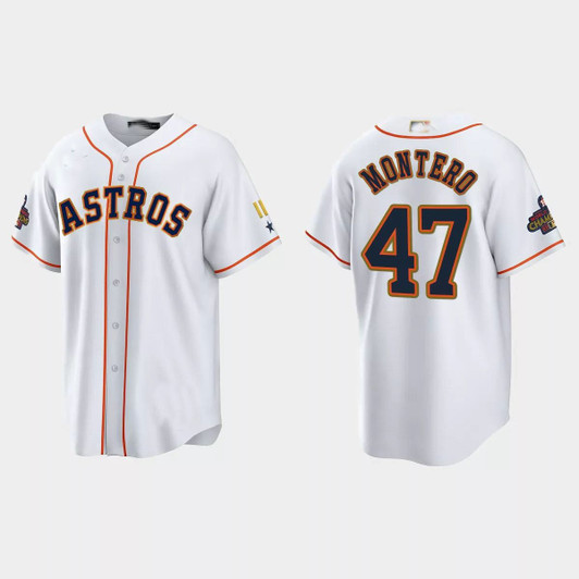 Rafael Montero #47 Houston Astros 2023 Program C White Stitches Base Limited Jersey - Gold