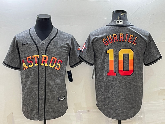 Yuli Gurriel #10 Houston Astros Mens Patch Limited Cool Base Baseball Jersey - Grey