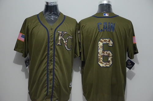 Lorenzo Cain #6 Kansas City Royals Majestic Mens Salute To Service Limited Baseball Jersey - Green