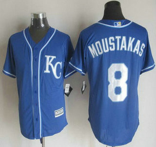 Mike Moustakas #8 Kansas City Royals Mens 2015 Alternate Kc Limited Cool Base Jersey - Blue
