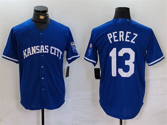 Salvador Perez #13 Kansas City Royals Cool Base Baseball Jerseys Limited Jersey - Royal