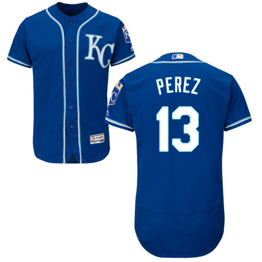 Salvador Perez #13 Kansas City Royals Majestic Mens 2016 Kc Flexbase Limited Baseball Jersey - Navy Blue