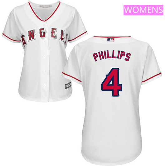 La Angels #4 Majestic Womens Of Anaheim Brandon Phillips Home Limited Cool Base Jersey - White