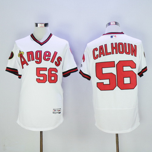 La Angels #56 Majestic Mens 2016 Of Anaheim Kole Calhoun Pullover Flexbase Limited Baseball Jersey - White