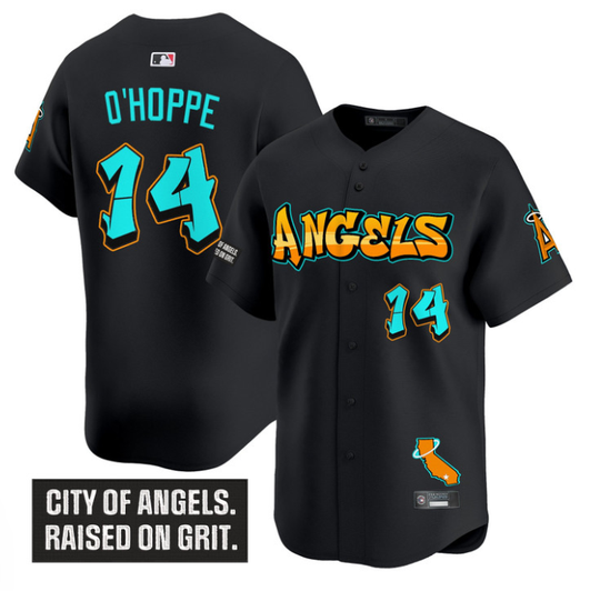 Logan O'Hoppe #14 Los Angeles Angels Graffiti Halo Drop Limited Jersey