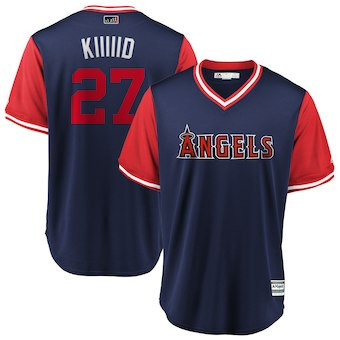 Mike Trout #27 Los Angeles Angels Majestic Mens 2018 Kiiiiid Players Weekend Limited Cool Base Jersey - Navy