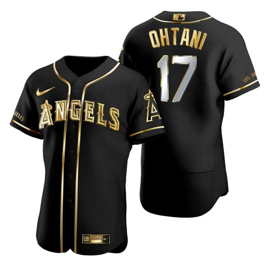 Shohei Ohtani #17 Los Angeles Angels Brandedition Black Gift Angels Fans Limited Jersey - Golden