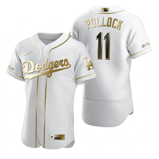 Aj Pollock #11 Los Angeles Dodgers Brandedition White Gift Dodgers Fans Limited Jersey - Golden