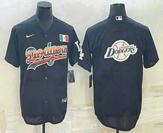 Big Logo Los Angeles Dodgers Nike Mens Cool Base Fashion Jersey7 Limited Jersey - Black