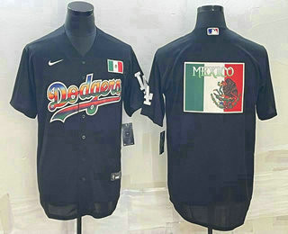 Big Logo Los Angeles Dodgers Nike Mens Cool Base Fashion Jersey8 Limited Jersey - Black