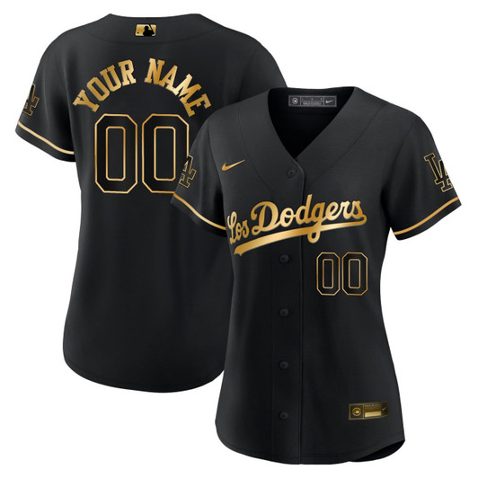 Black Gold Los Angeles Dodgers Women'S Limited Custom Jersey