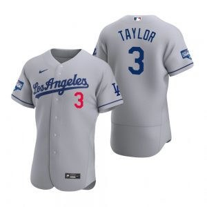 Chris Taylor #3 Los Angeles Dodgers 2020 World Series Champions Road Limited Jersey - Gray