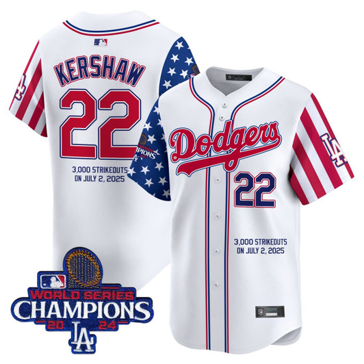 Clayton Kershaw #22 Los Angeles Dodgers 2025 Strikeouts Limited Jersey - White