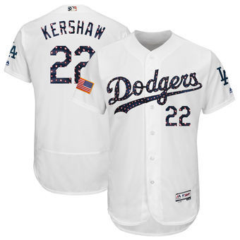 Clayton Kershaw #22 Los Angeles Dodgers Majestic 2018 Stars Stripes Limited Flex Base Player Jersey - White