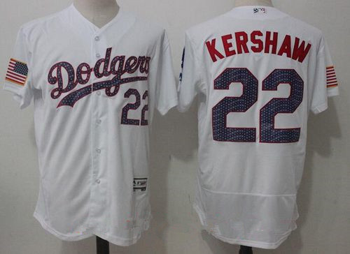 Clayton Kershaw #22 Los Angeles Dodgers Majestic Mens 2017 Stars Stripes Limited Flex Base Jersey - White