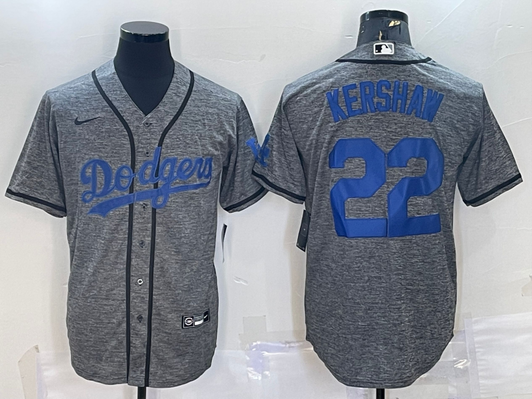 Clayton Kershaw #22 Los Angeles Dodgers Mens Gridiron Limited Cool Base Baseball Jersey - Grey