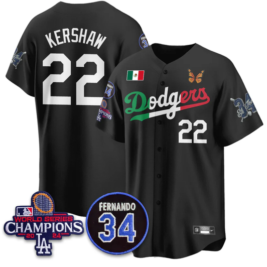 Clayton Kershaw #22 Los Angeles Dodgers Mexican 34 Limited Jersey - Black