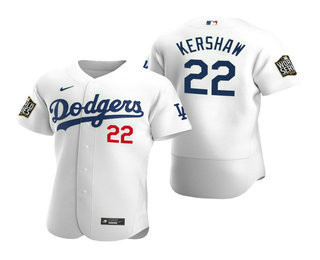 Clayton Kershaw #22 Los Angeles Dodgers Nike Mens 2020 World Series Authentic Flex Jersey - White