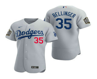 Cody Bellinger #35 Los Angeles Dodgers Nike Mens 2020 World Series Authentic Flex Jersey - Gray