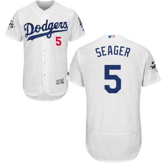 Corey Seager #5 Los Angeles Dodgers Mens 2017 Flexbase Authentic World Series Bound Jersey - White
