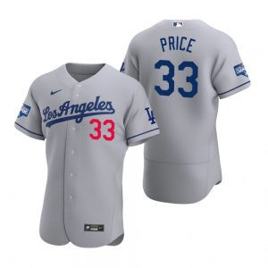 David Price #33 Los Angeles Dodgers 2020 World Series Champions Road Limited Jersey - Gray