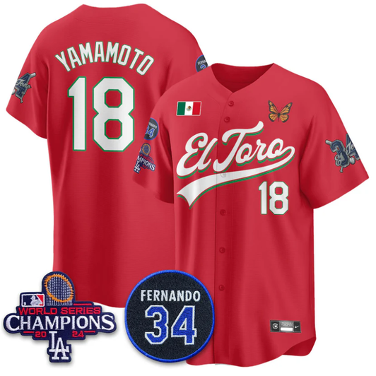 El Toro #18 Los Angeles Dodgers Yamamoto Mexican 34 Limited Jersey - Red