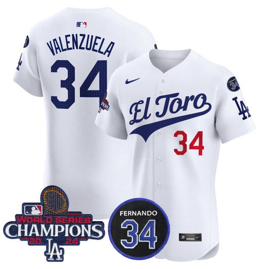 El Toro #34 Los Angeles Dodgers Men'S 2024 World Series Champions Patch Vapor Premier Elite Jersey