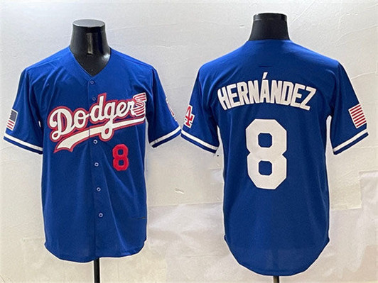 Enrique Hernndez #8 Los Angeles Dodgers American Flag Patch Limited Jersey - Royal