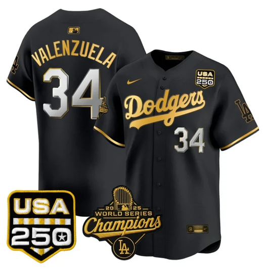 Fernando Valenzuela #34 Los Angeles Dodgers 2025 World Series Champions Usa Sttit Limited Jersey