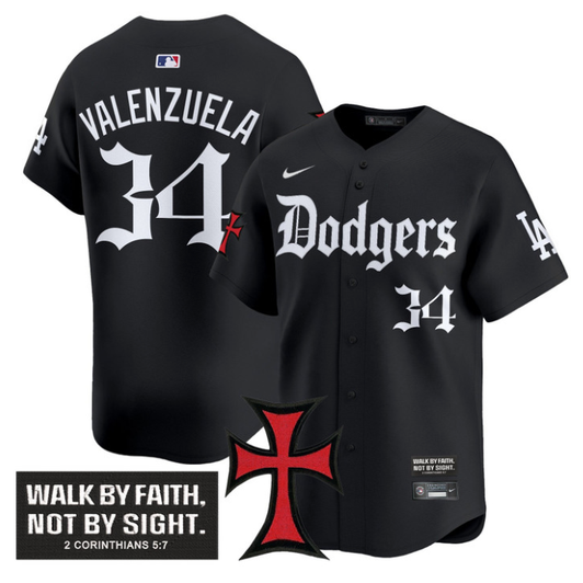 Fernando Valenzuela #34 Los Angeles Dodgers Faith Glory Edition Vapor Premier Limited Jersey