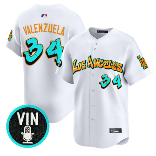 Fernando Valenzuela #34 Los Angeles Dodgers Graffiti Street Style Limited Jersey - White