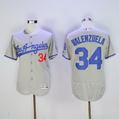 Fernando Valenzuela #34 Los Angeles Dodgers Majestic Mens 2016 Retired Road Flexbase Limited Baseball Jersey - Gray