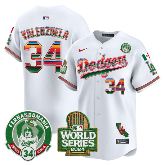 Fernando Valenzuela #34 Los Angeles Dodgers Men'S 2024 Mexico World Series Patch Vapor Premier Limited Jersey