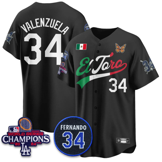 Fernando Valenzuela #34 Los Angeles Dodgers Mexican El Toro 34 Limited Jersey - Black