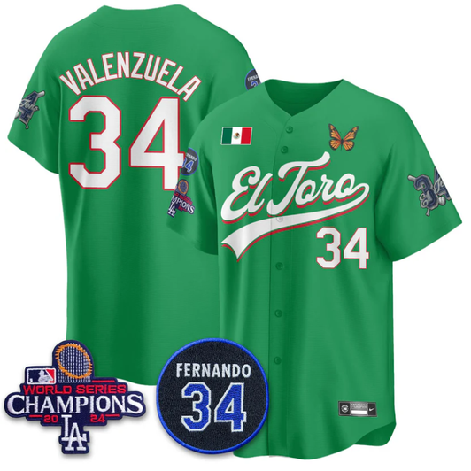 Fernando Valenzuela #34 Los Angeles Dodgers Mexican El Toro 34 Limited Jersey - Green