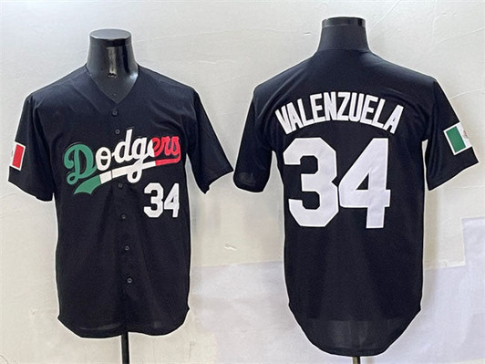 Fernando Valenzuela #34 Los Angeles Dodgers Mexico Flag Limited Cool Base Jersey - Black