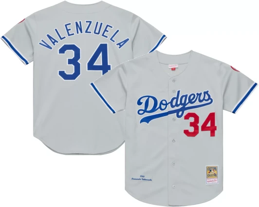 Fernando Valenzuela #34 Los Angeles Dodgers Mitchell & Ness Men'S Cooperstown Authentic Jersey - Grey