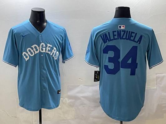 Fernando Valenzuela #34 Los Angeles Dodgers Limited Throwback Jersey - Light Blue Royal