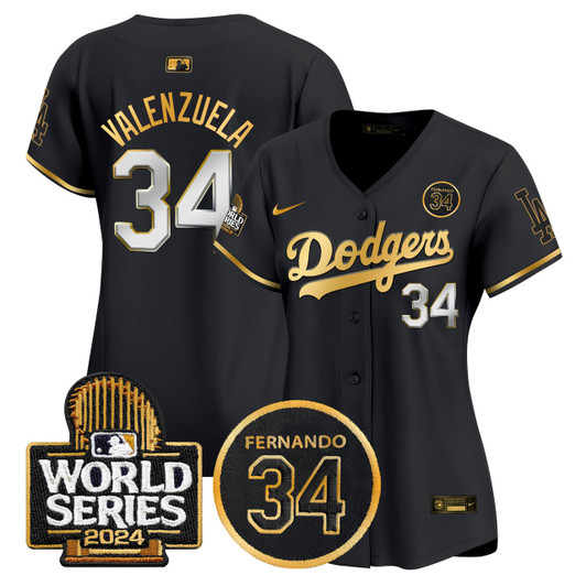 Fernando Valenzuela #34 Los Angeles Dodgers Women'S 2024 Memorial World Series Patch Vapor Premier Limited Jersey