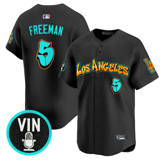 Freddie Freeman #5 Los Angeles Dodgers Graffiti Street Style Limited Jersey - Black