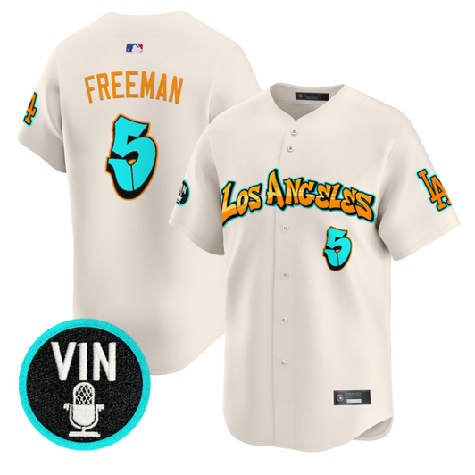Freddie Freeman #5 Los Angeles Dodgers Graffiti Street Style Limited Jersey - Cream