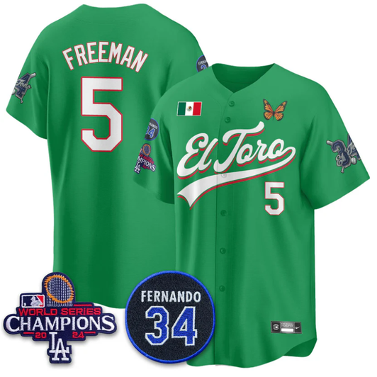 Freddie Freeman #5 Los Angeles Dodgers Mexican El Toro 34 Limited Jersey - Green
