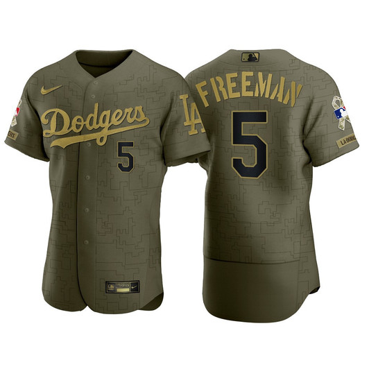 Freddie Freeman #5 Los Angeles Dodgers Player Gift Dodgers Fans Limited Jersey - Olive