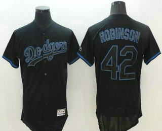 Jackie Robinson #42 Los Angeles Dodgers Majestic Mens 2016 Retired Lights Out Fashion Limited Flex Base Jersey - Black