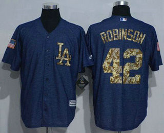 Jackie Robinson #42 Los Angeles Dodgers Mens Denim Salute To Service Limited Jersey - Blue
