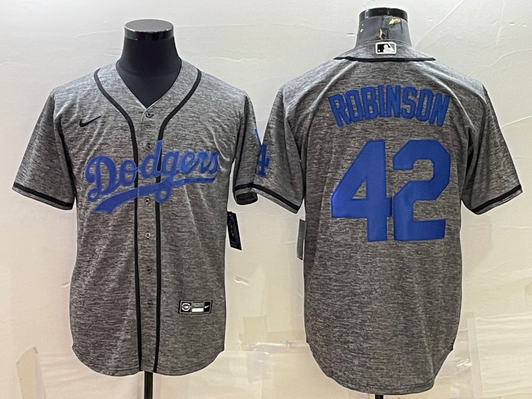 Jackie Robinson #42 Los Angeles Dodgers Mens Gridiron Limited Cool Base Baseball Jersey - Grey