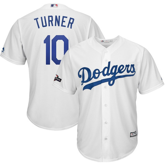 Justin Turner #10 Los Angeles Dodgers Majestic 2019 Postseason Home Limited Cool Base Player Jersey - White