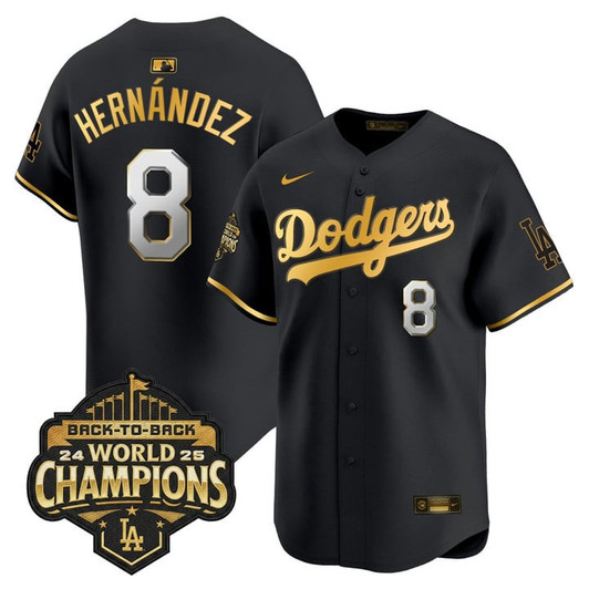 Kike Hernandez #8 Los Angeles Dodgers 2025 Back-To-Back Champions Limited Jersey