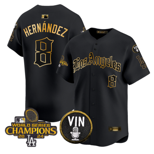 Kike Hernandez #8 Los Angeles Dodgers 2025 La Gothic Style Limited Jersey - Black Gold